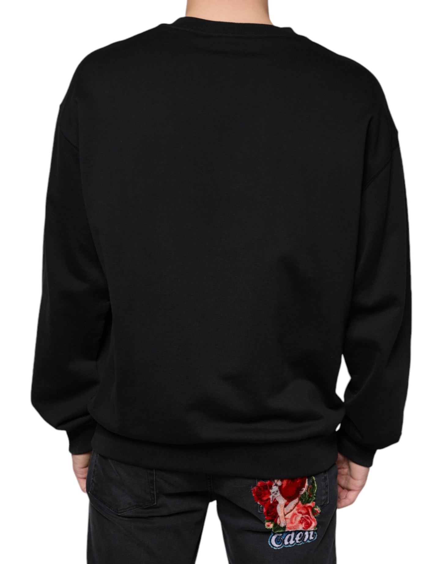 Dolce & Gabbana Black Logo Cotton Long Sleeves Sweatshirt Sweater Dolce & Gabbana