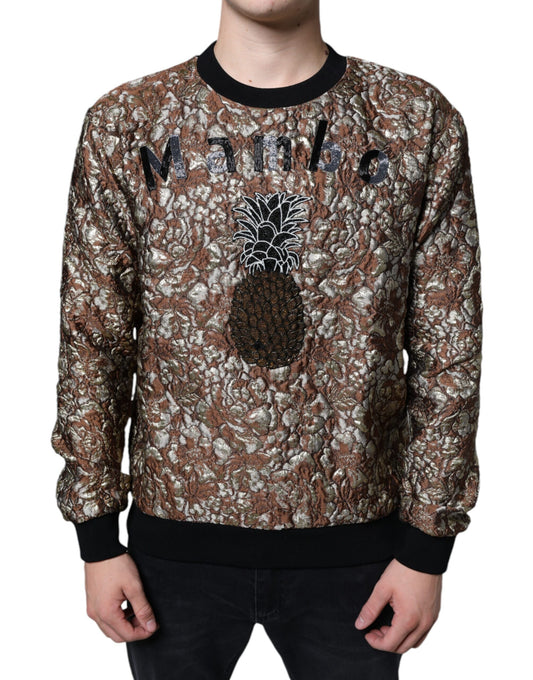 Dolce & Gabbana Brown Jacquard Mambo Pineapple Pullover Sweater Dolce & Gabbana