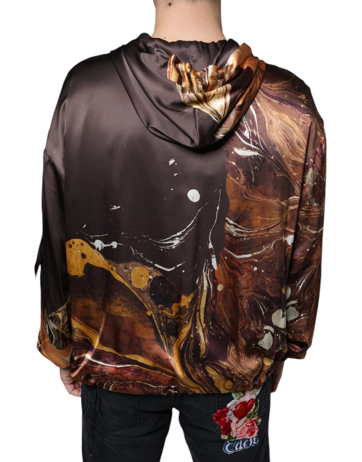 Dolce & Gabbana Brown Tie Dye Hooded Sweatshirt Sweater Dolce & Gabbana