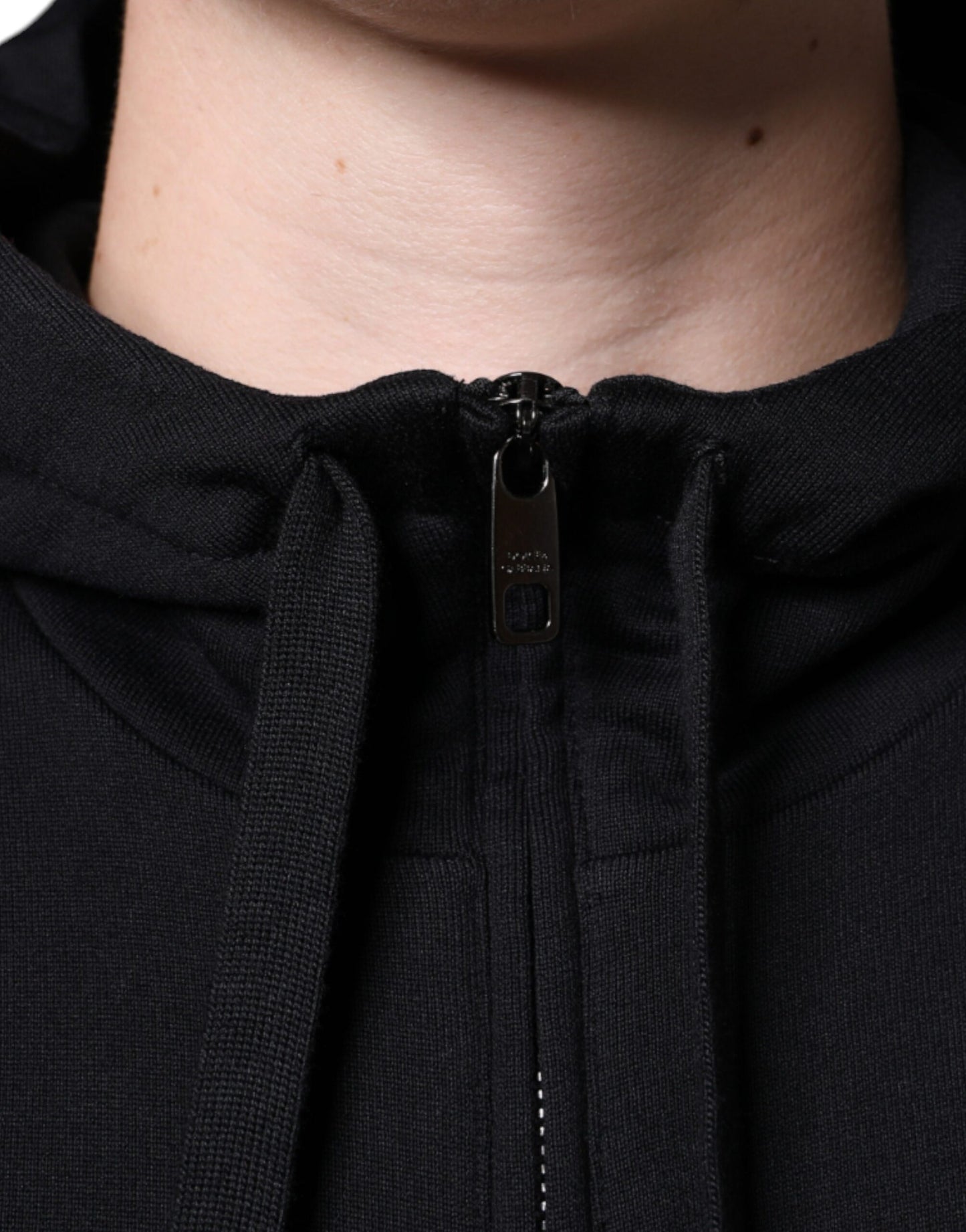 Dolce & Gabbana Black Cotton Hooded Logo Full Zip Sweater Dolce & Gabbana