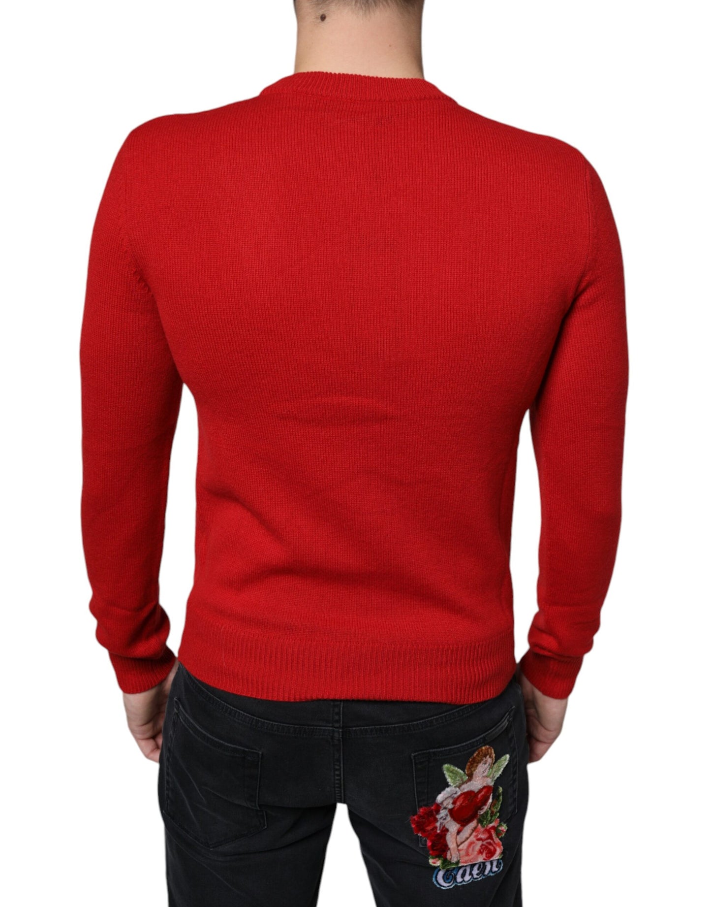 Dolce & Gabbana Red I'm The King Wool Crew Neck Sweatshirt Sweater Dolce & Gabbana