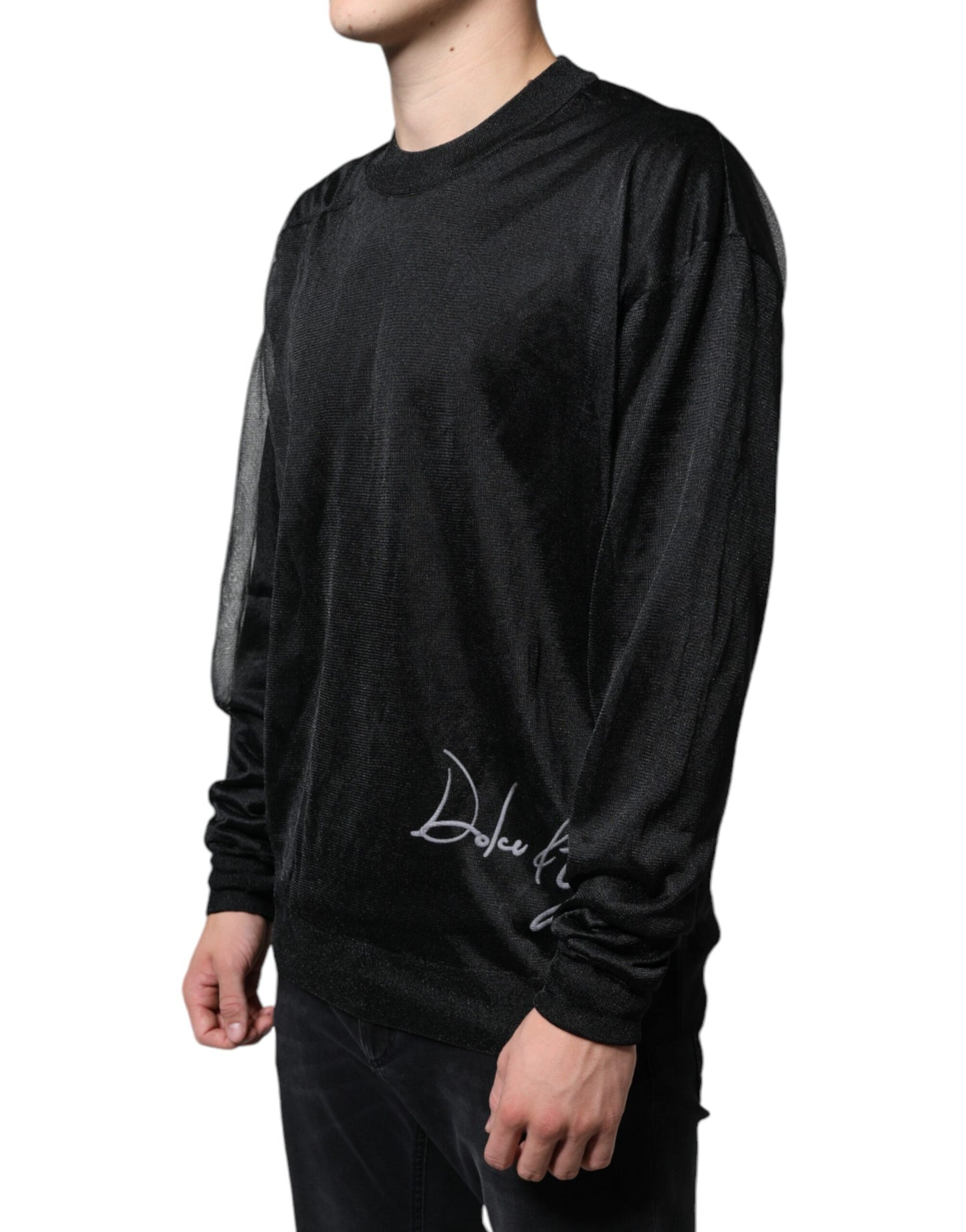 Dolce & Gabbana Black Polyester Pullover Sweatshirt Sweater Dolce & Gabbana