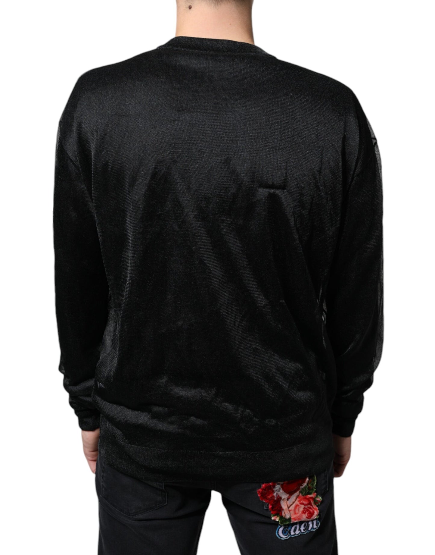 Dolce & Gabbana Black Polyester Pullover Sweatshirt Sweater Dolce & Gabbana