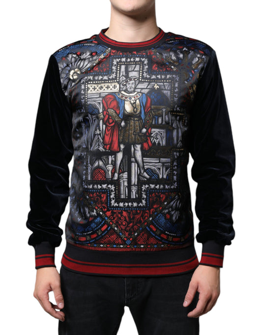 Dolce & Gabbana Multicolor Jacquard Crew Neck Sweatshirt Sweater Dolce & Gabbana