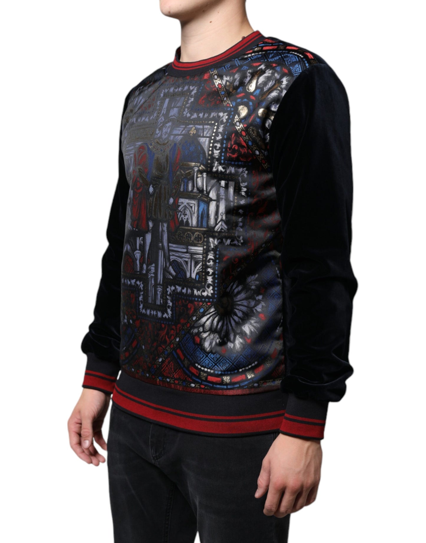 Dolce & Gabbana Multicolor Jacquard Crew Neck Sweatshirt Sweater Dolce & Gabbana