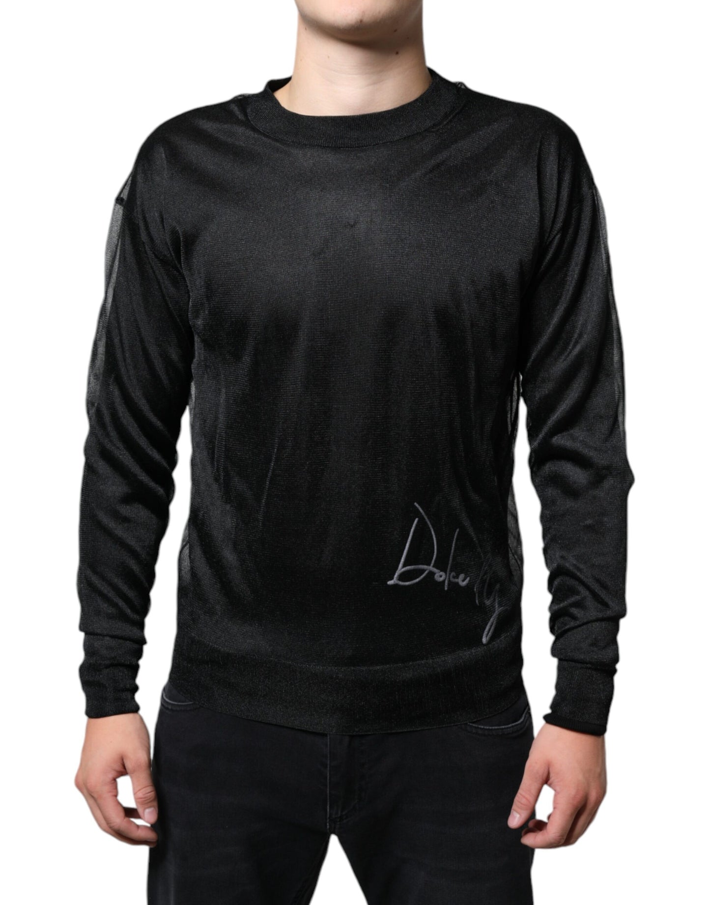 Dolce & Gabbana Black Polyester Pullover Sweatshirt Sweater Dolce & Gabbana