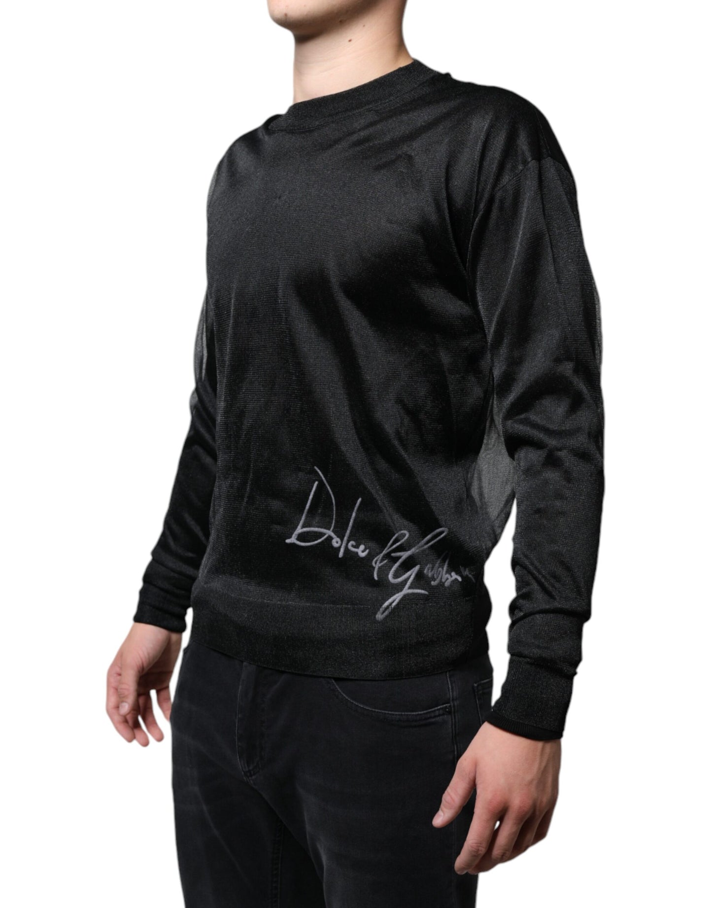 Dolce & Gabbana Black Polyester Pullover Sweatshirt Sweater Dolce & Gabbana