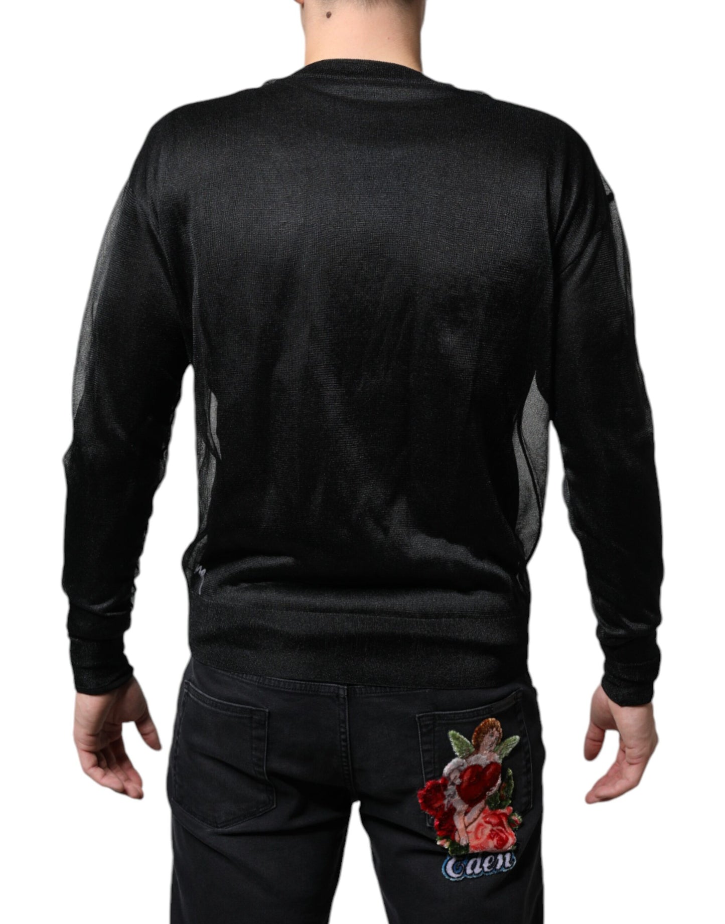 Dolce & Gabbana Black Polyester Pullover Sweatshirt Sweater Dolce & Gabbana