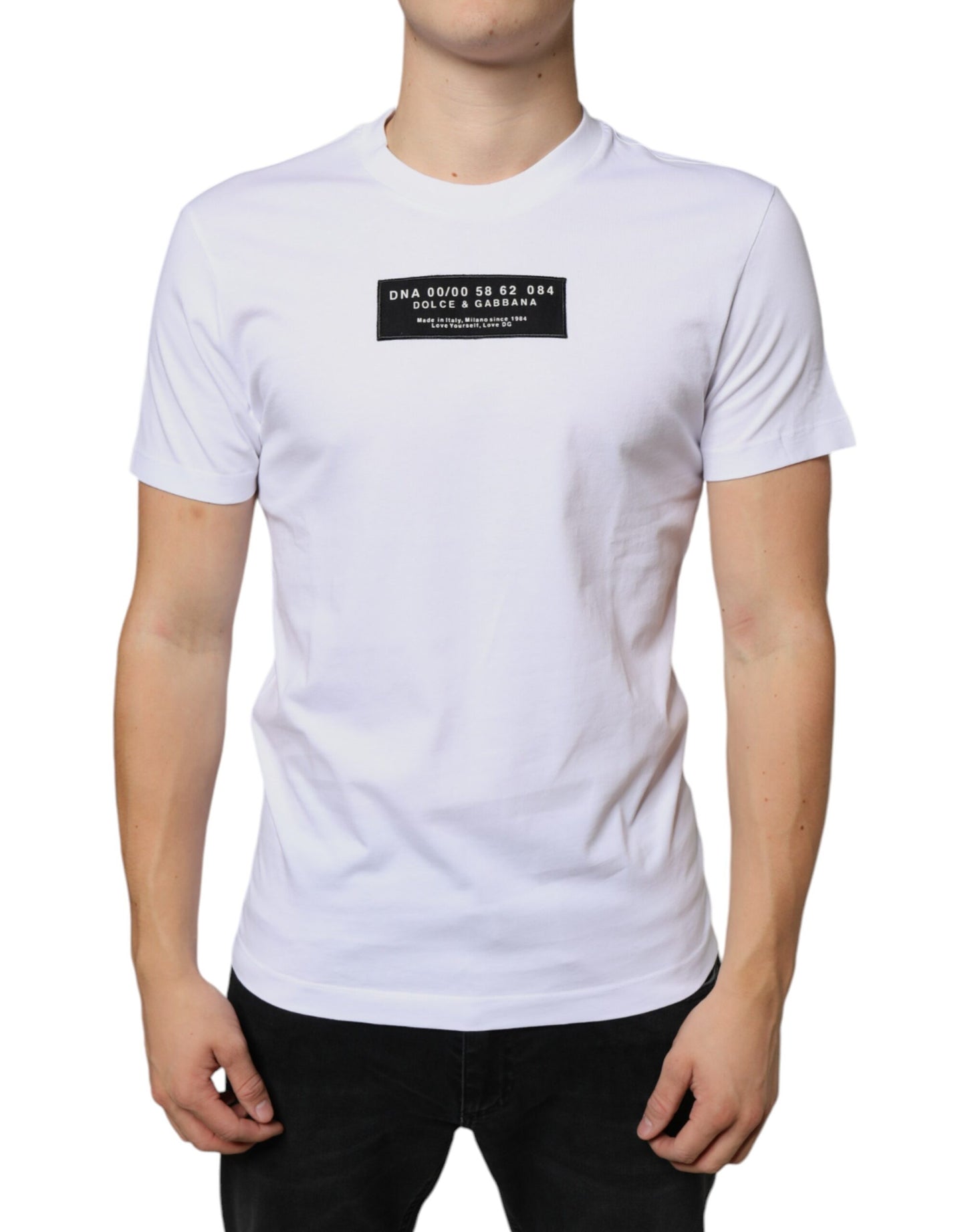 Dolce & Gabbana White Cotton DG Applique Casual T-shirt Dolce & Gabbana