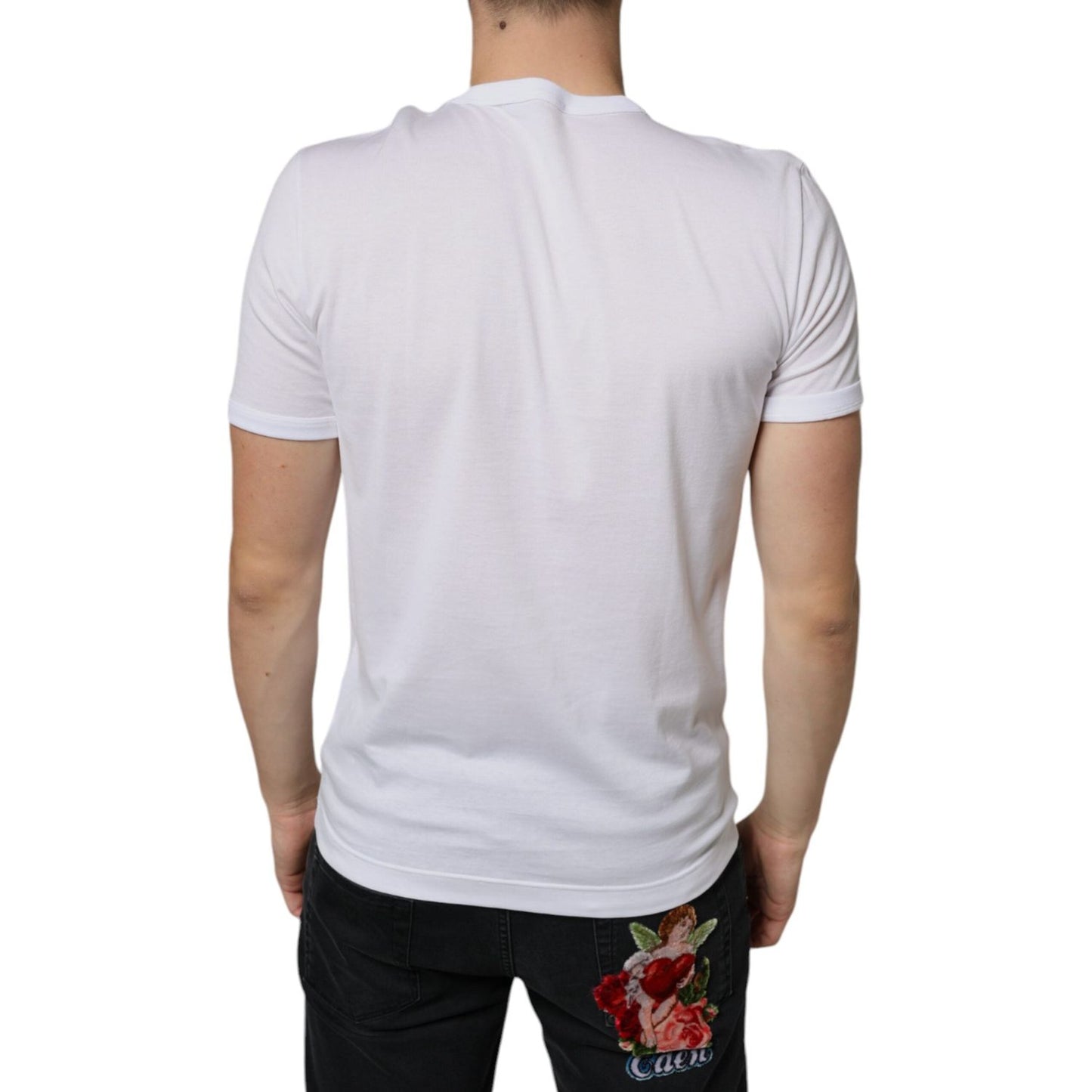 Dolce & Gabbana White Graphic Cotton Short Sleeve T-shirt Dolce & Gabbana