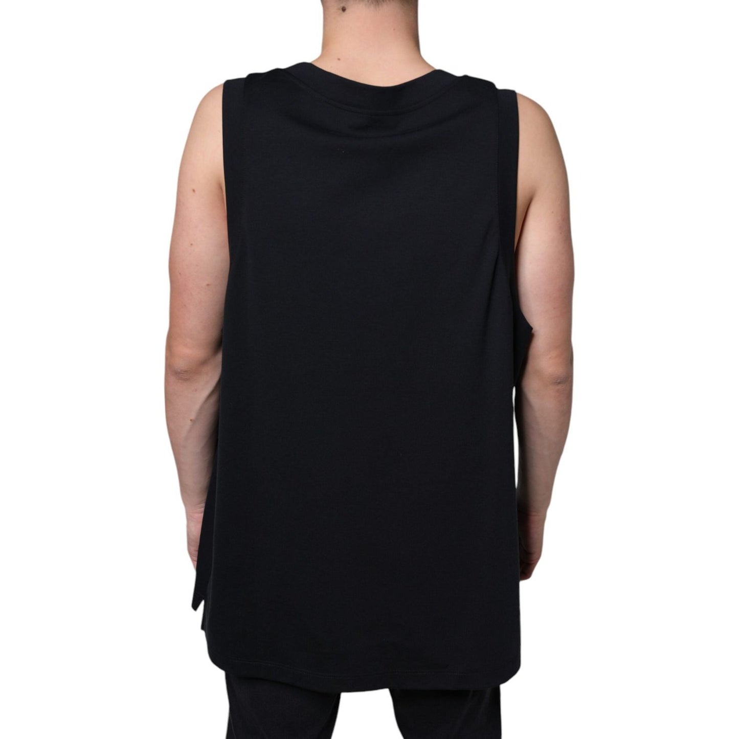 Dolce & Gabbana Black Cotton Born To Be Free Sleeveless T-shirt Dolce & Gabbana