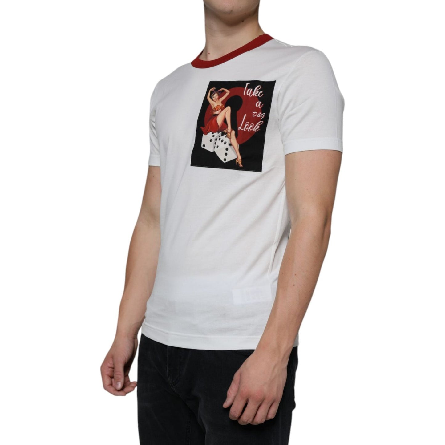 Dolce & Gabbana White Graphic Print Cotton Crew Neck T-shirt Dolce & Gabbana