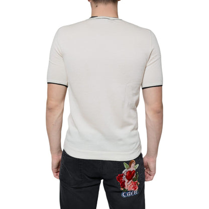 Dolce & Gabbana Off White Cashmere Short Sleeves T-shirt Dolce & Gabbana