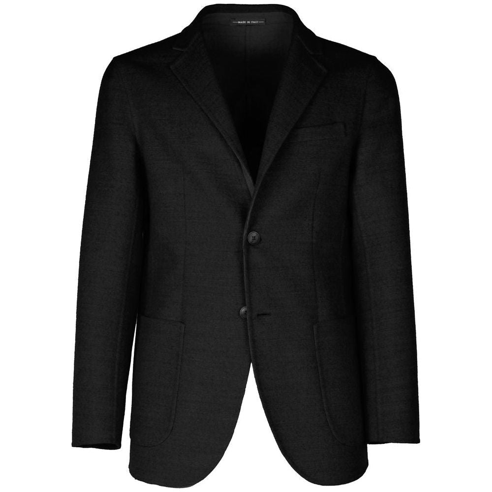 Made in Italy Black Wool Vergine Blazer Made in Italy