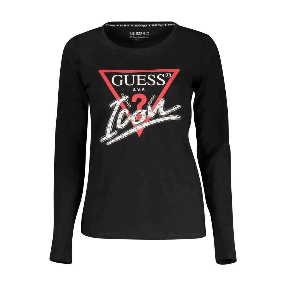 Guess Jeans Black Cotton Tops & T-Shirt