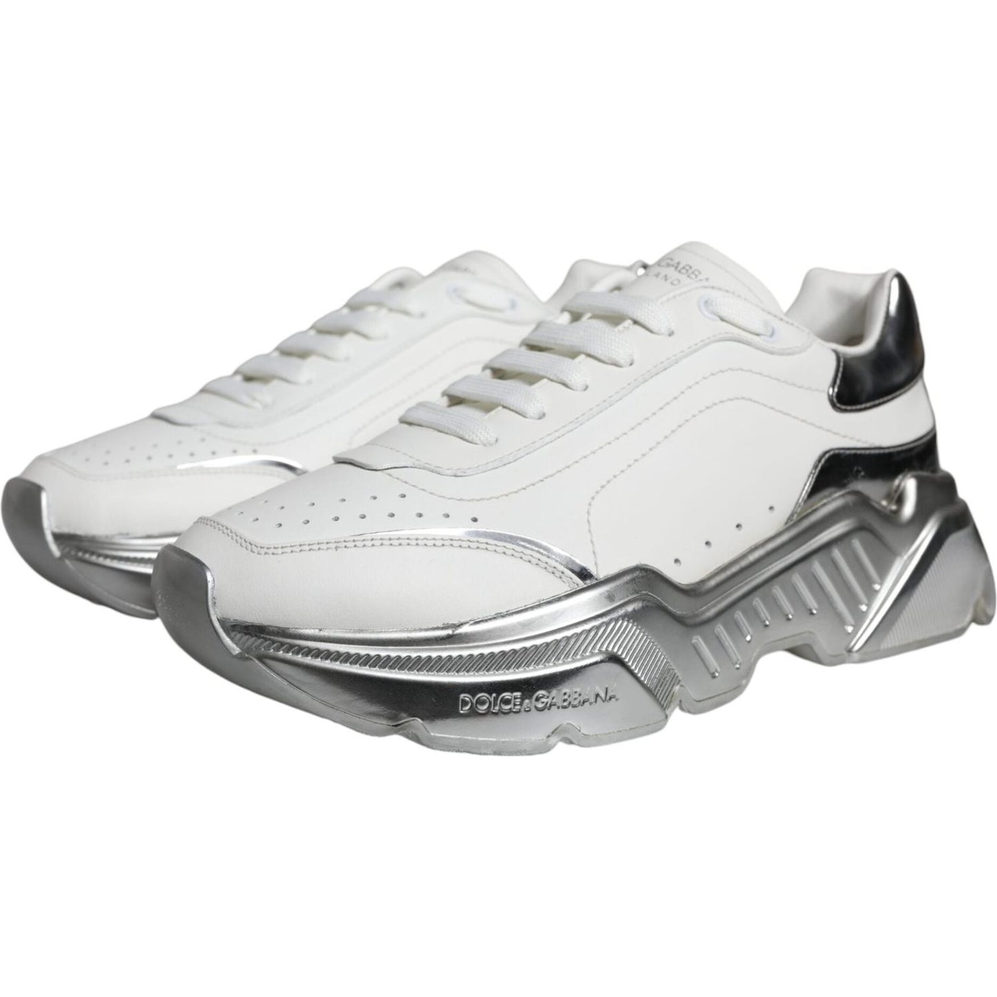 Dolce & Gabbana White Silver Daymaster Low Top Sneakers Shoes Dolce & Gabbana