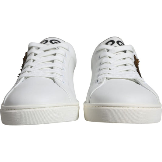 Dolce & Gabbana White Leather Heart Low Top Casual Sneakers Shoes Dolce & Gabbana