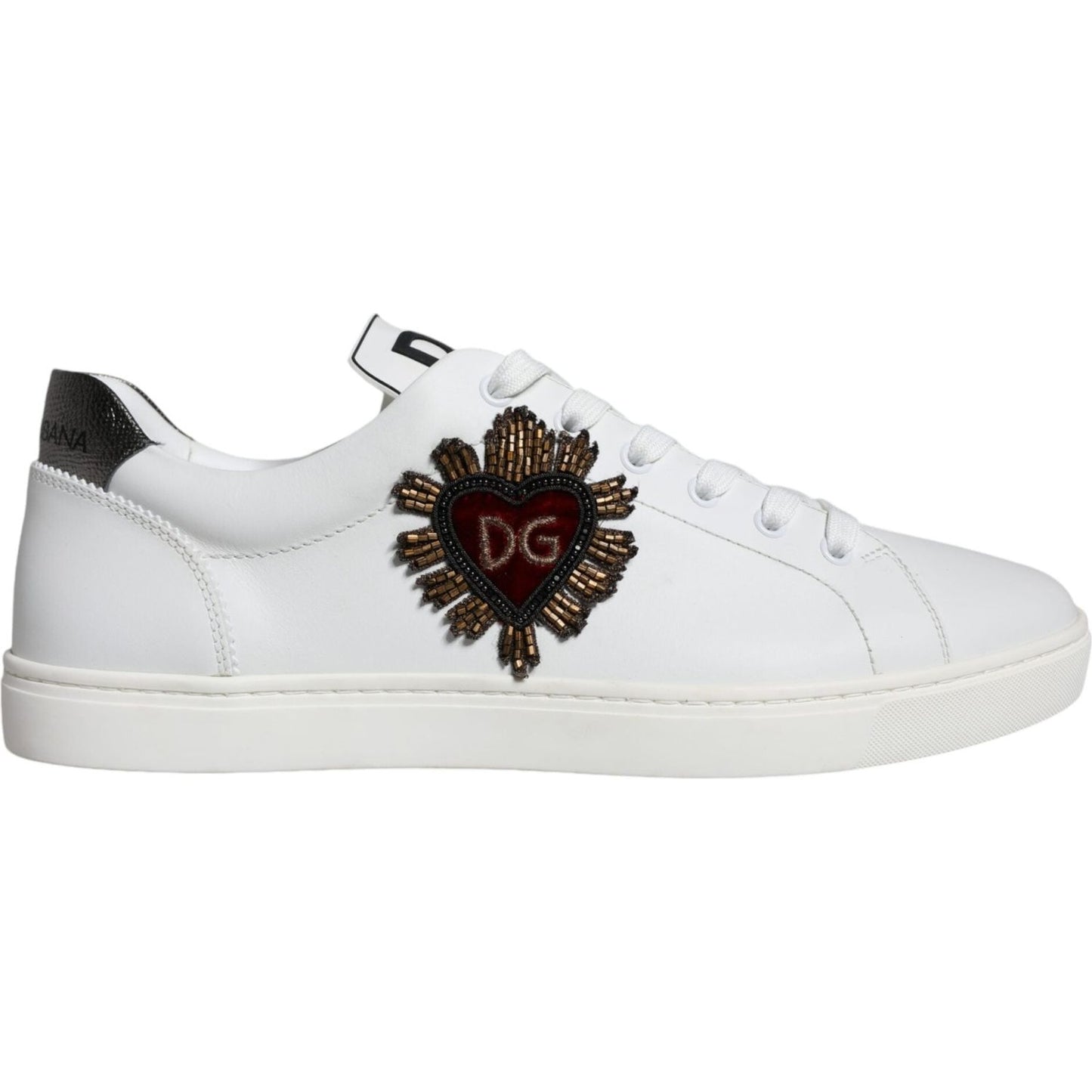 Dolce & Gabbana White Leather Heart Low Top Casual Sneakers Shoes Dolce & Gabbana