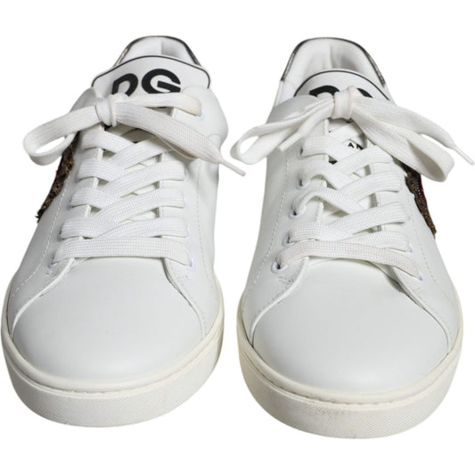 Dolce & Gabbana White Leather Heart Low Top Casual Sneakers Shoes Dolce & Gabbana