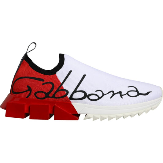 Dolce & Gabbana White Red Low Top Sorrento Men Sneakers Shoes Dolce & Gabbana