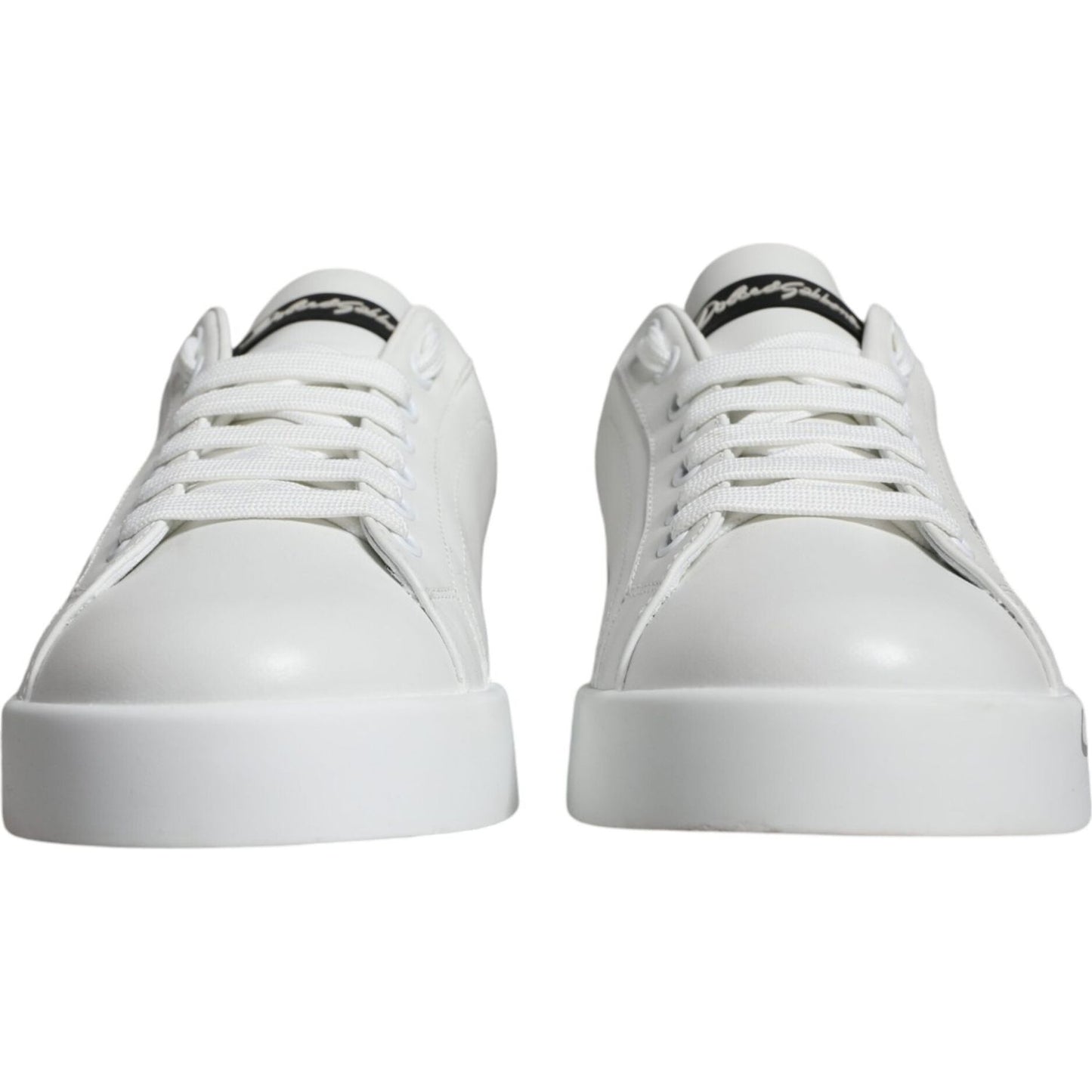 Dolce & Gabbana White Blue Leather Logo Low Top Sneakers Shoes Dolce & Gabbana