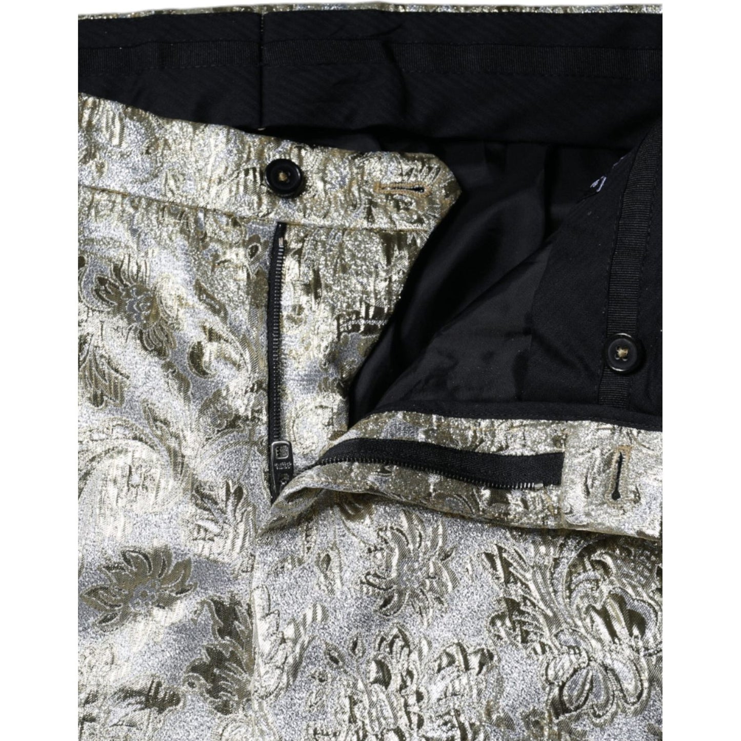 Dolce & Gabbana Gold Cotton Floral Jacquard Tapered Pants Dolce & Gabbana