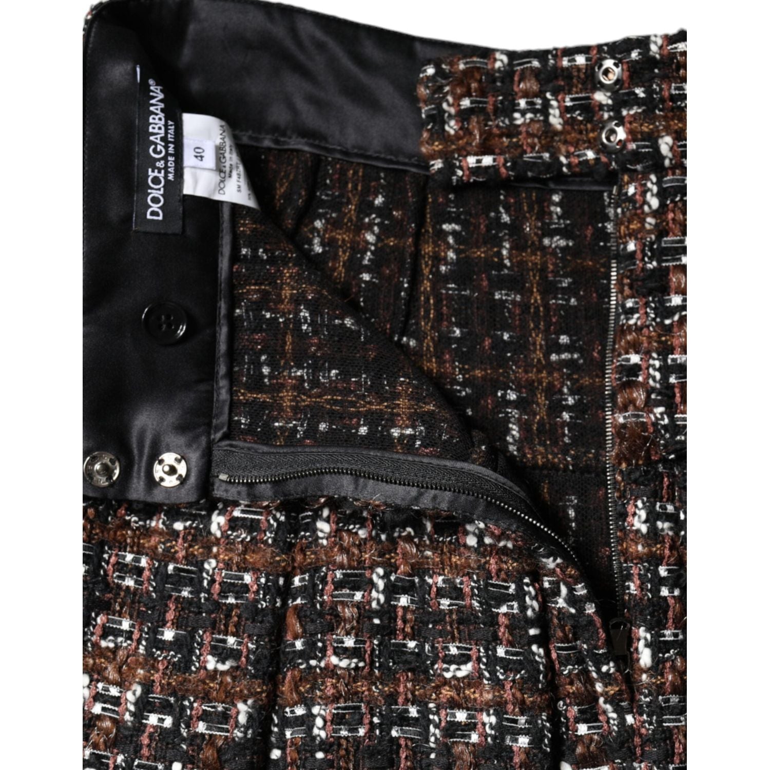 Dolce & Gabbana Multicolor High Waist Tartan Tweed A-line Mini Skirt