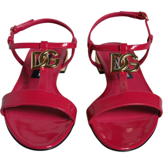 Dolce & Gabbana Red Leather Logo Ankle Strap Flats Sandals Shoes Dolce & Gabbana