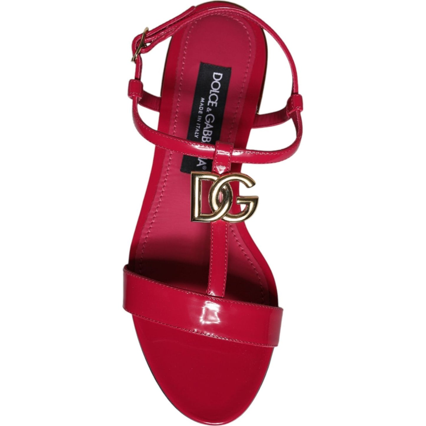 Dolce & Gabbana Red Leather Logo Ankle Strap Flats Sandals Shoes Dolce & Gabbana