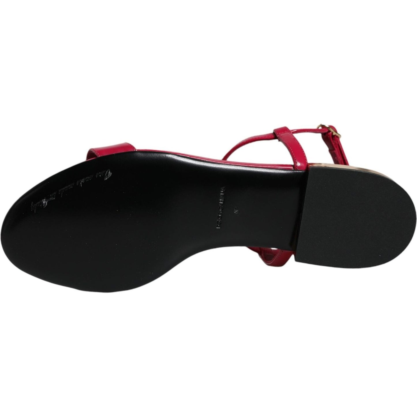 Dolce & Gabbana Red Leather Logo Ankle Strap Flats Sandals Shoes Dolce & Gabbana