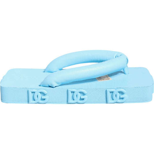 Dolce & Gabbana Light Blue Rubber Slides Flats Sandals Shoes Dolce & Gabbana