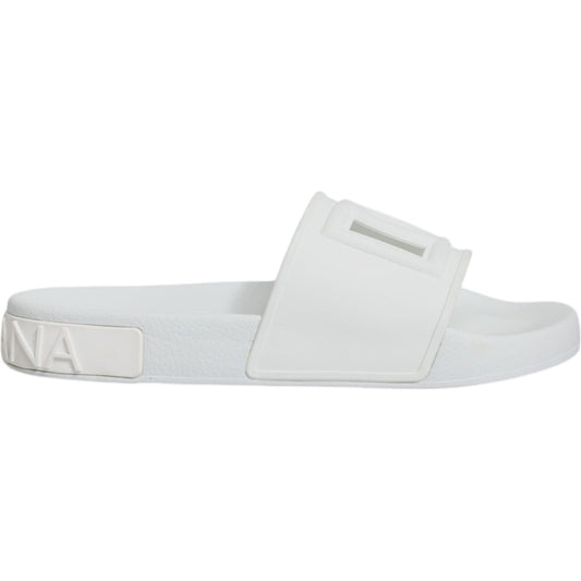 Dolce & Gabbana White Rubber Slides Sandals Beachwear Shoes