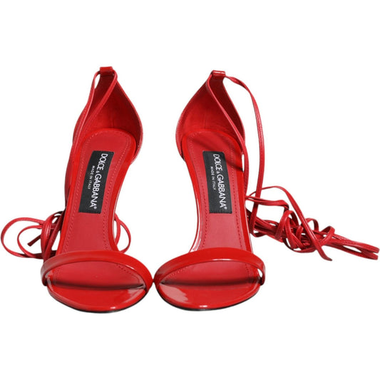 Dolce & Gabbana Red Leather Keira High Heels Sandals Shoes Dolce & Gabbana