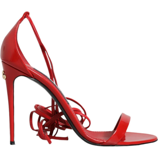 Dolce & Gabbana Red Leather Keira High Heels Sandals Shoes Dolce & Gabbana