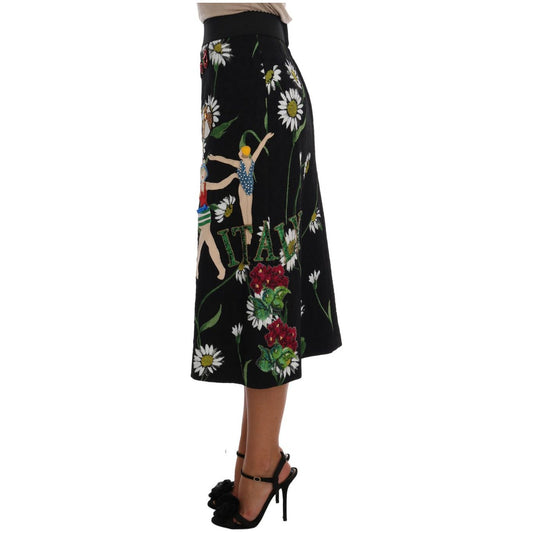 Dolce & Gabbana Embellished A-Line Mid-Calf Skirt Dolce & Gabbana