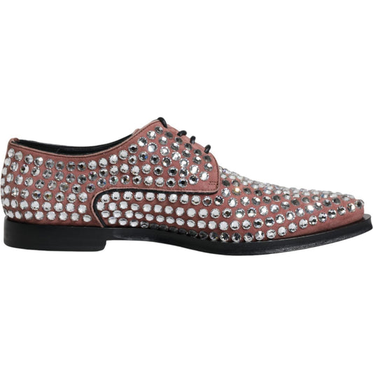 Dolce & Gabbana Brown Strass Embellished Derby Dress Shoes Dolce & Gabbana