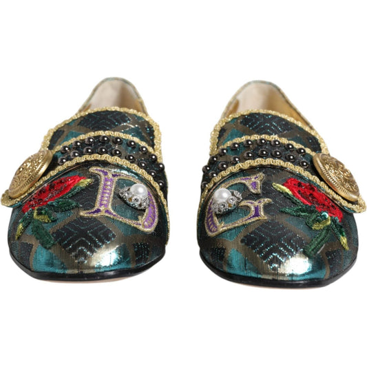 Dolce & Gabbana Multicolor Jacquard Embellished Loafers Shoes Dolce & Gabbana