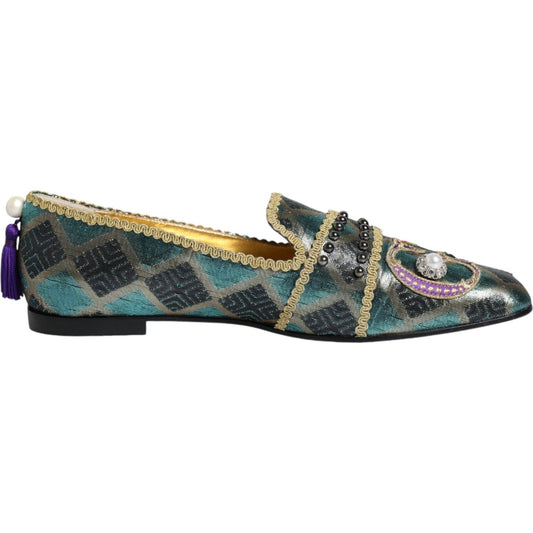 Dolce & Gabbana Multicolor Jacquard Embellished Loafers Shoes Dolce & Gabbana