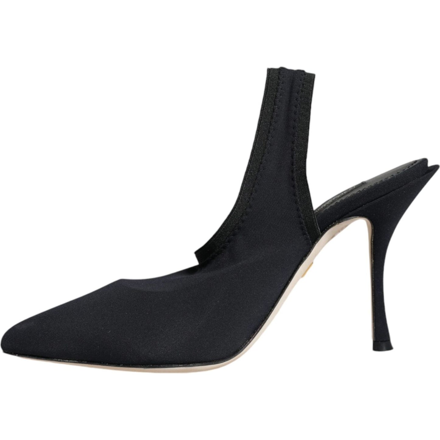 Dolce & Gabbana Black Jersey Stretch Heels Slingback Shoes Dolce & Gabbana