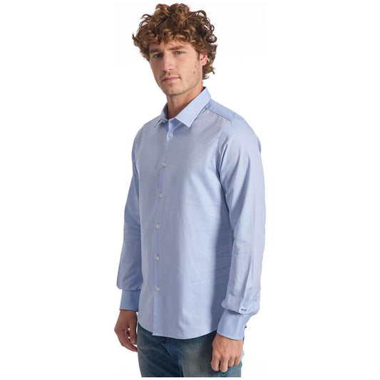 Baldinini Trend Light Blue Cotton Men Shirt Baldinini Trend