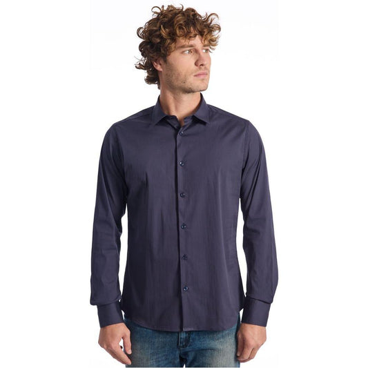 Baldinini Trend Blue Cotton Men Shirt Baldinini Trend