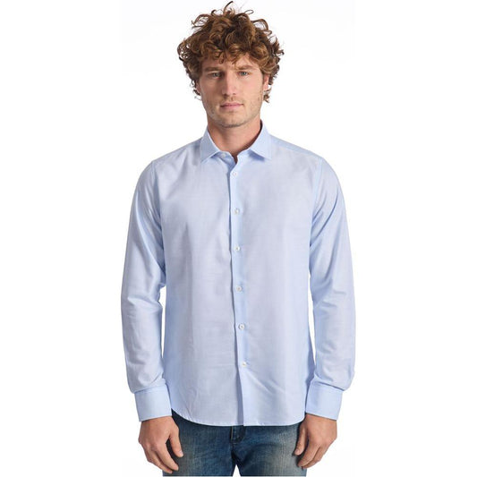 Baldinini Trend Light Blue Cotton Men Shirt Baldinini Trend