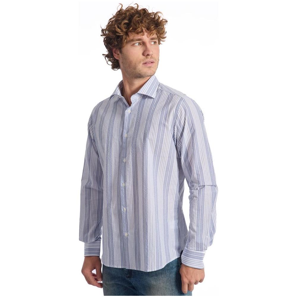 Baldinini Trend Light Blue Cotton Men Shirt Baldinini Trend