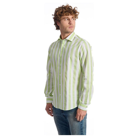 Baldinini Trend Green Cotton Men Shirt Baldinini Trend