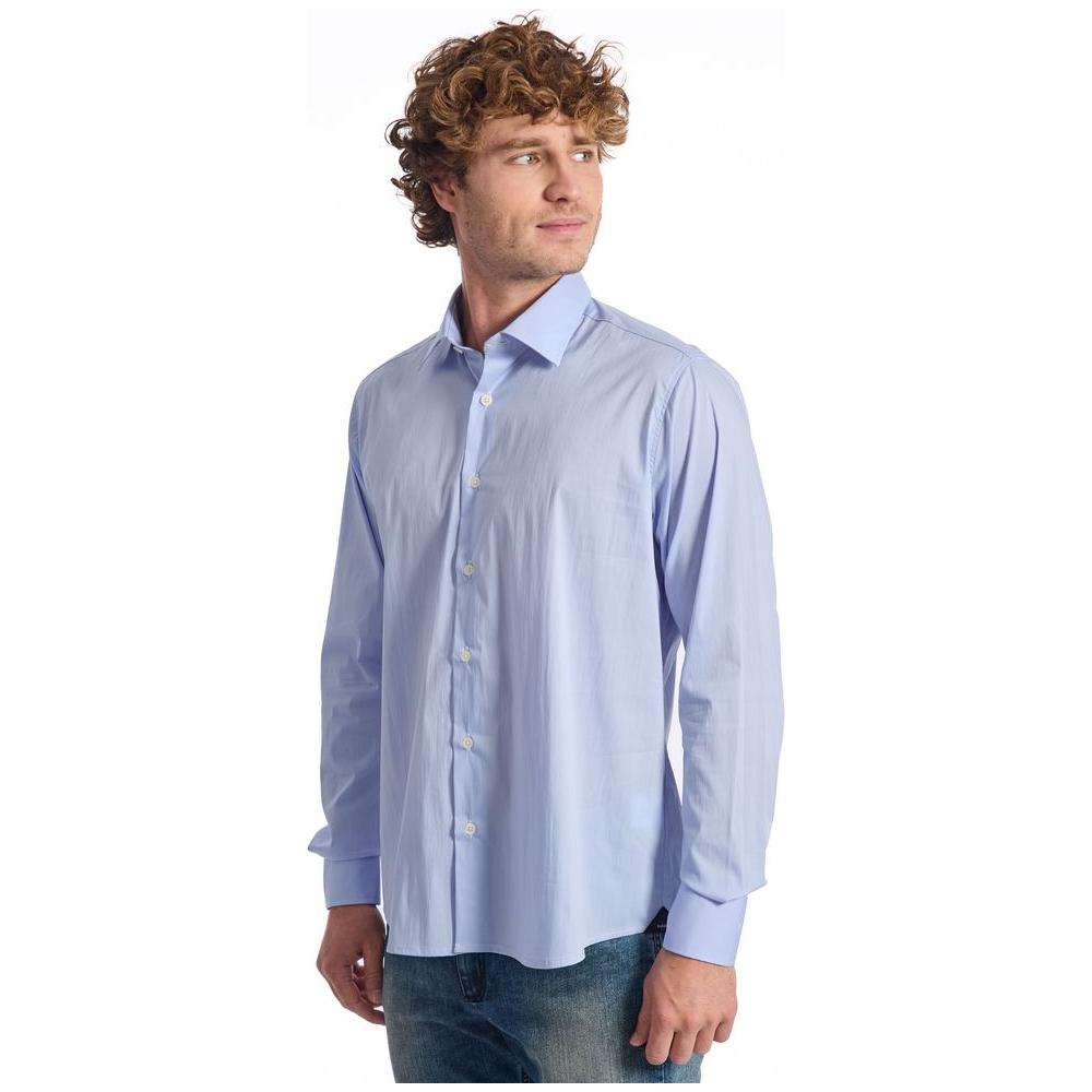 Baldinini Trend Light Blue Cotton Men Shirt Baldinini Trend