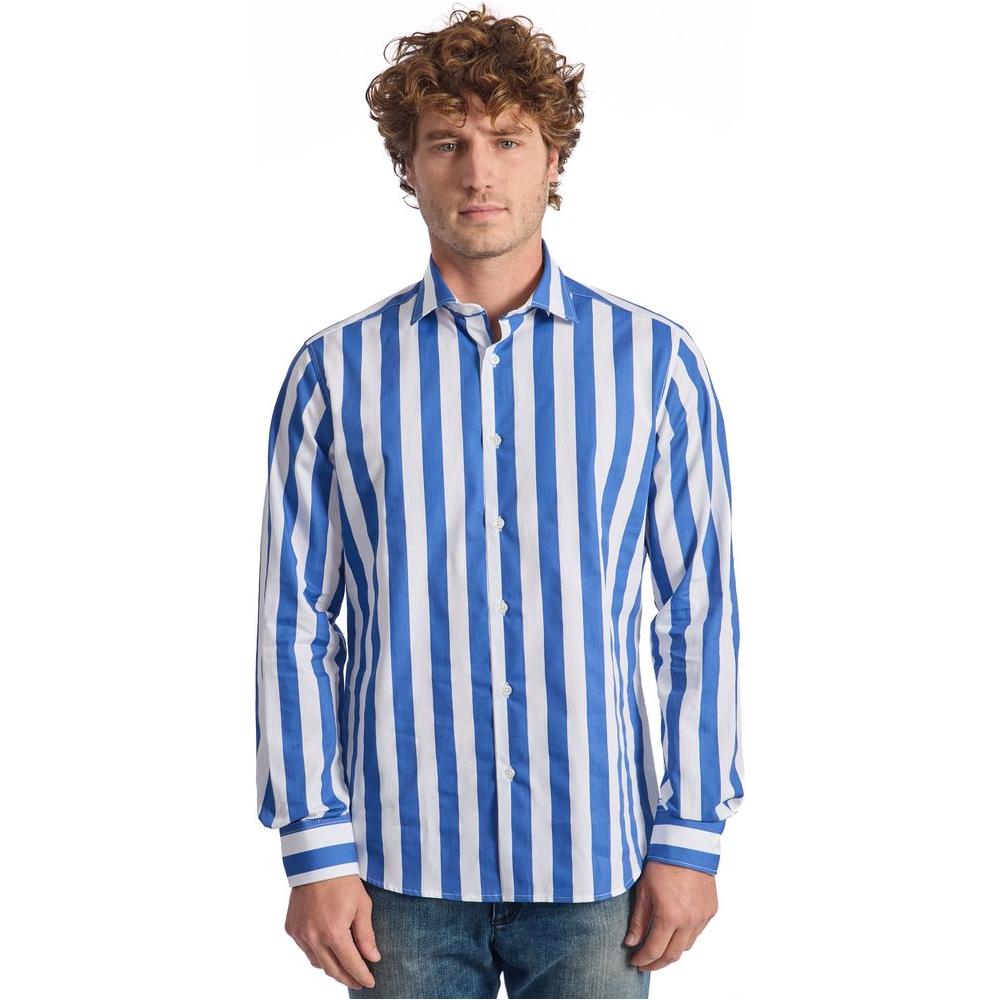 Baldinini Trend Blue Cotton Men Shirt Baldinini Trend