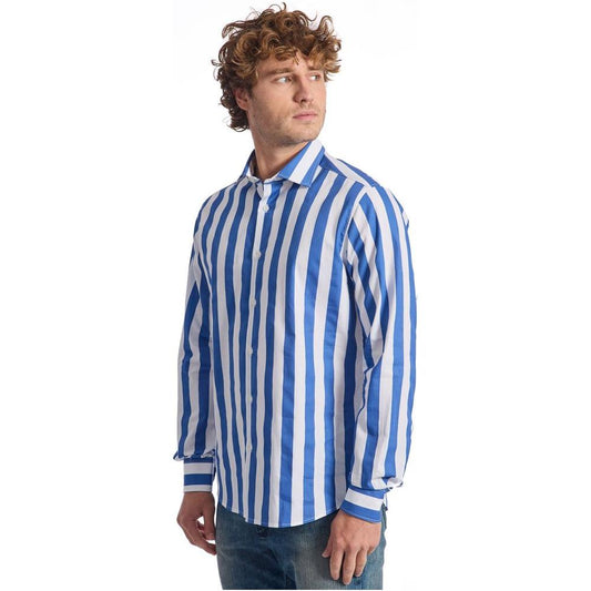 Baldinini Trend Blue Cotton Men Shirt Baldinini Trend