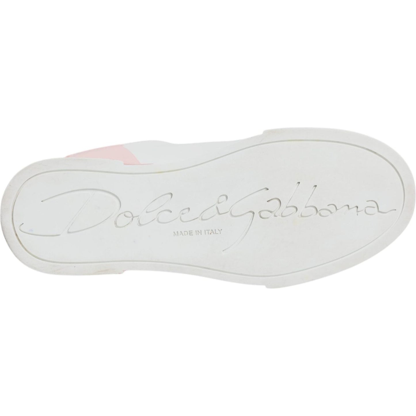 Dolce & Gabbana White Pink Portofino Low Top Sneakers Shoes Dolce & Gabbana