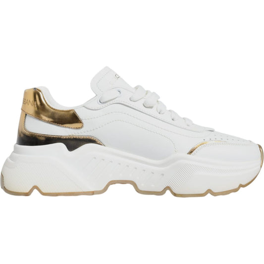 Dolce & Gabbana White Gold Daymaster Low Top Sneakers Shoes Dolce & Gabbana