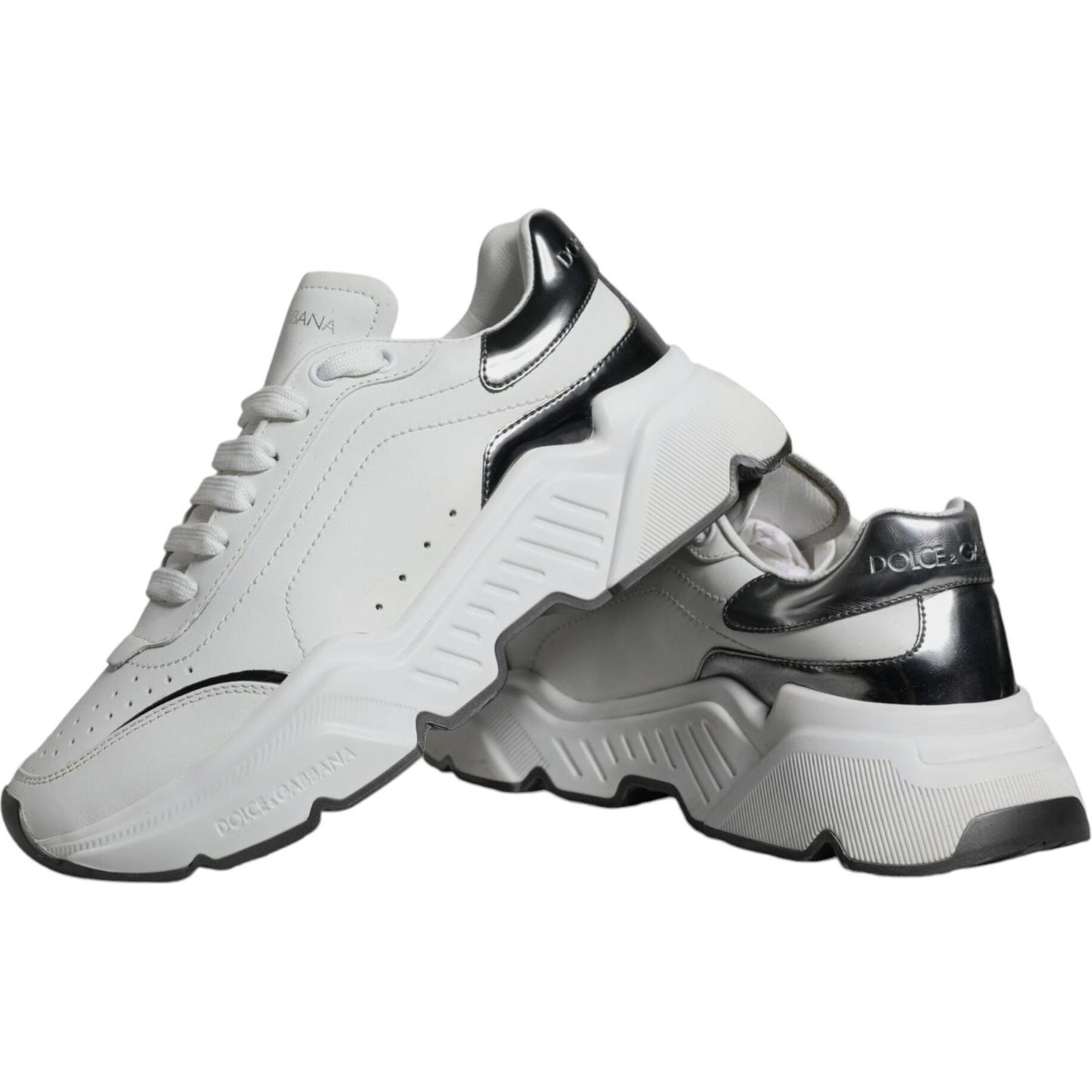 Dolce & Gabbana Silver White Daymaster Low Top Sneakers Shoes Dolce & Gabbana